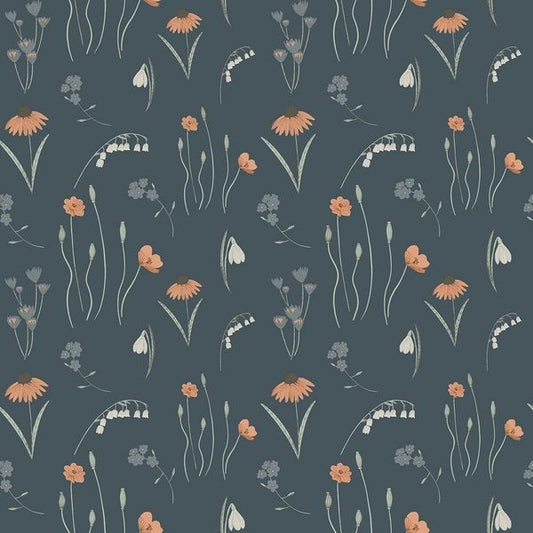 RJR Fabrics - Pond Life - Mini Meadow - navy