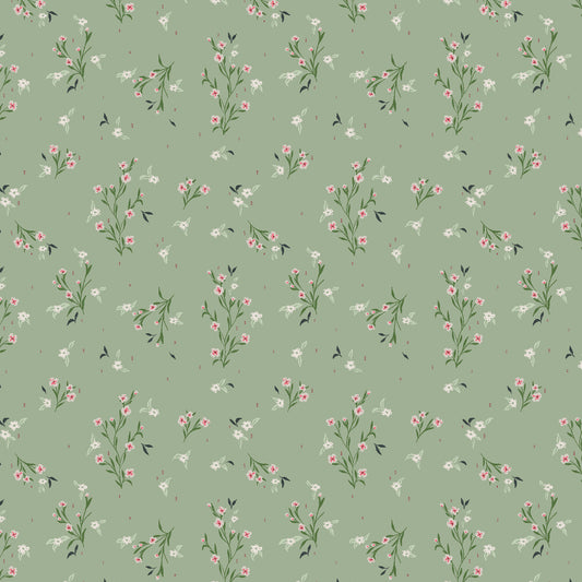 Cotton and Steel - I´ll watch you fly - Delicate Bloom - sage green