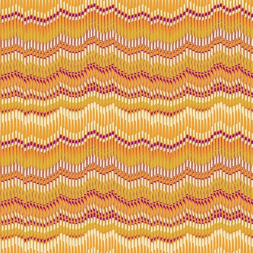 Makower - Henna - Moire Stripe yellow