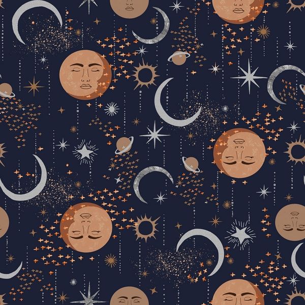 RJR Fabrics - Tails from under the Moon - Magic midnight metallic