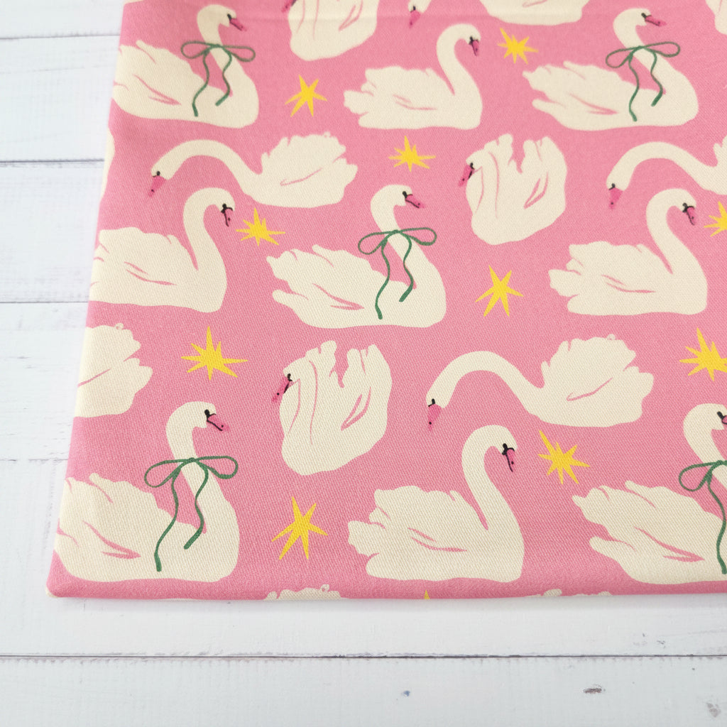 MYO Design - Twill Canvas - Schwäne rosa-ecru