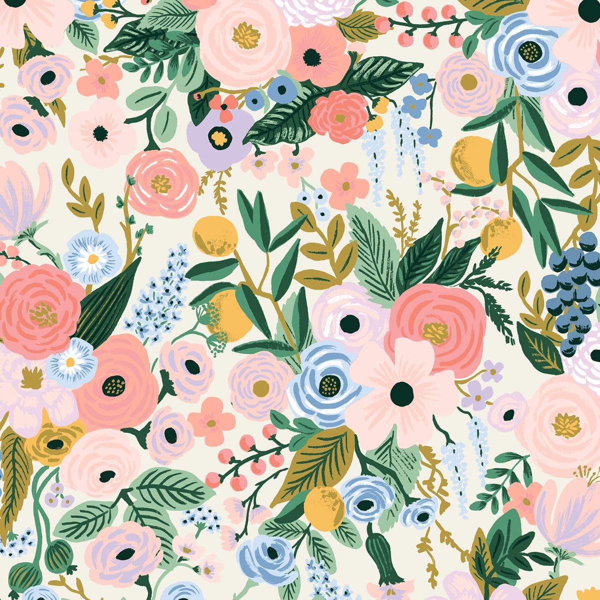 Cotton and Steel - Rifle Paper Co. - Orchard - Garden Party ivory