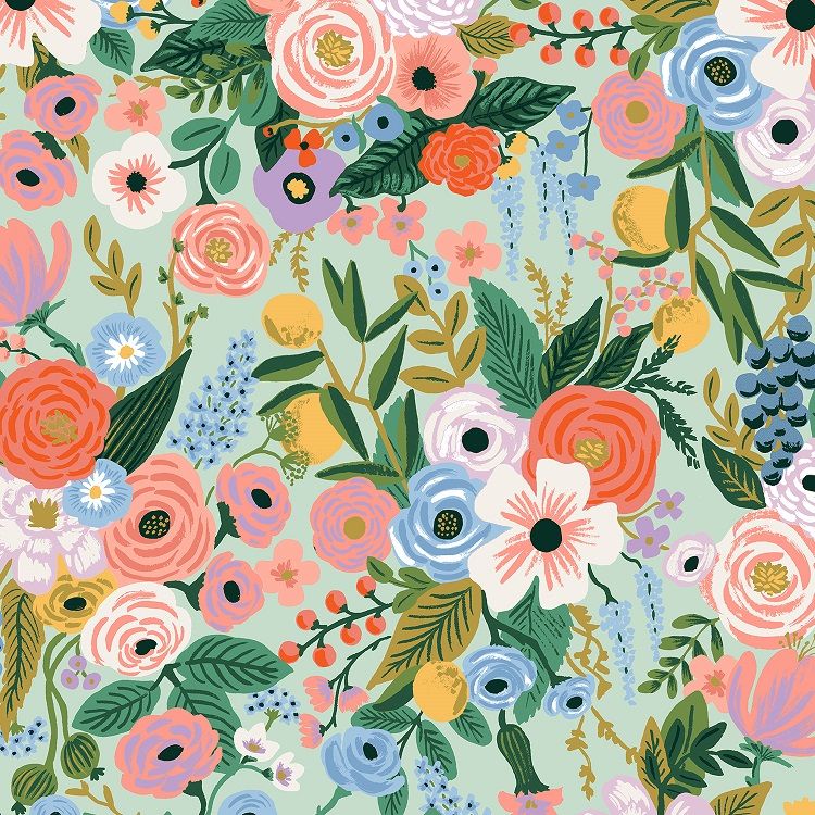 Cotton and Steel - Rifle Paper Co. - Orchard - Garden Party mint