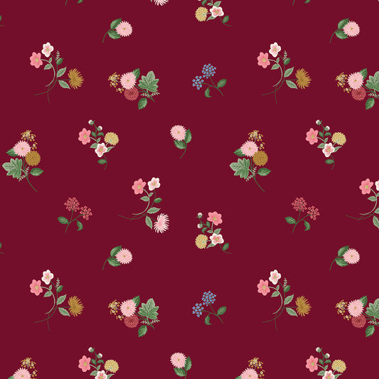 Cotton and Steel - Viskose Rayon - Dahlia Ditsy burgundy