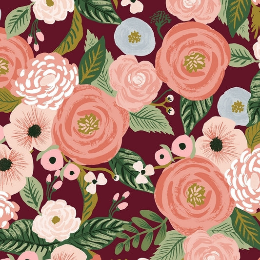 Cotton and Steel - Canvas - Garden Party - Juliet Rose burgundy