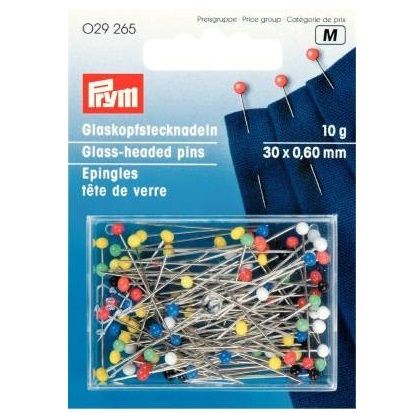 PRYM Glaskopfnadeln 30x0,6mm silberfarbig bunt 10gr